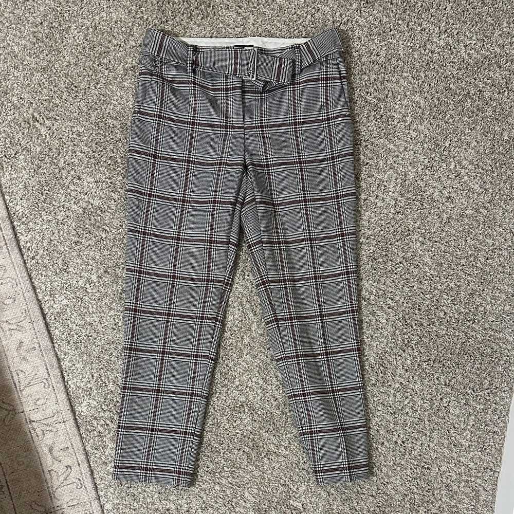 Ann Taylor Gray Plaid Ankle Pants